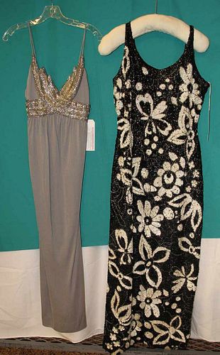 TWO EVENING GOWNS, LATE 20TH C