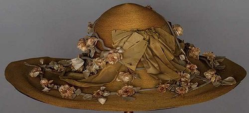 OVERSIZE STRAW HAT WITH ROSES, PARIS, c. 1905