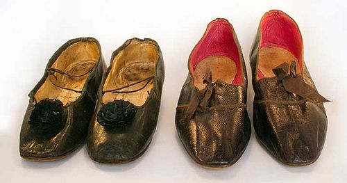 TWO PAIR LADIES' LEATHER SHOES, 19TH C