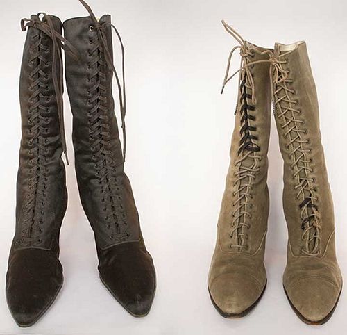 TWO PAIR HIGH LACE BOOTS, c. 1900