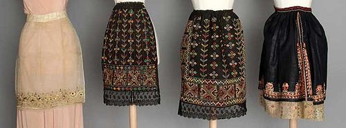 FOUR REGIONAL APRONS, EASTERN EUROPE, LATE 19TH C