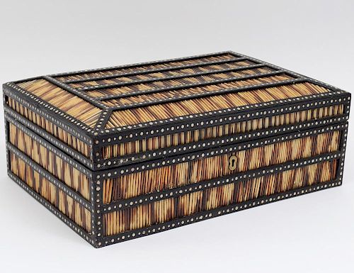 ANGLO-INDIAN EBONY AND QUILLWORK WORK BOX