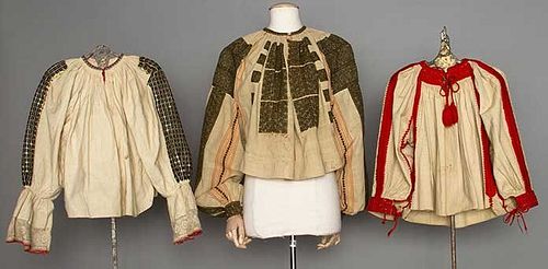 THREE EMBROIDERED BLOUSES, HUNGARY & ROMANIA, 1865-1915