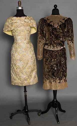 TWO LAME COCKTAIL DRESSES, 1950s & 1980s