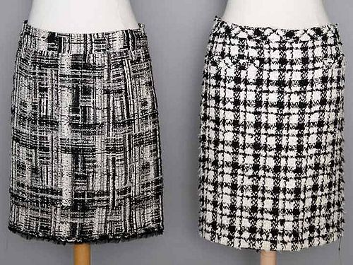 TWO CHANEL LG SZ WOVEN SKIRTS, 2000s