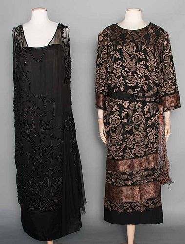 TWO EVENING DRESSES, EARLY 1920s