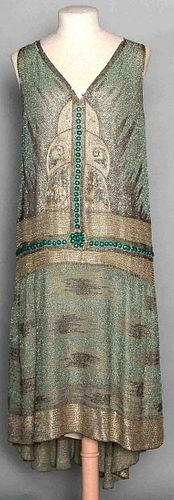 BEADED GREEN FLAPPER DRESS, LATE 1920s