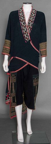 EMBROIDERED INDIGO OUTFIT, EARLY 20TH C
