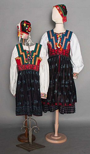 WOMAN'S & GIRL'S FOLK DRESS, MID 20TH C