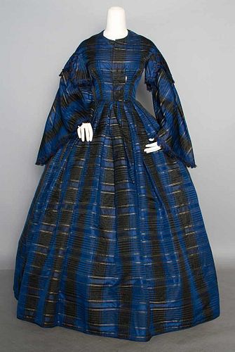 SILK PLAID AFTERNOON DRESS, 1850-1860