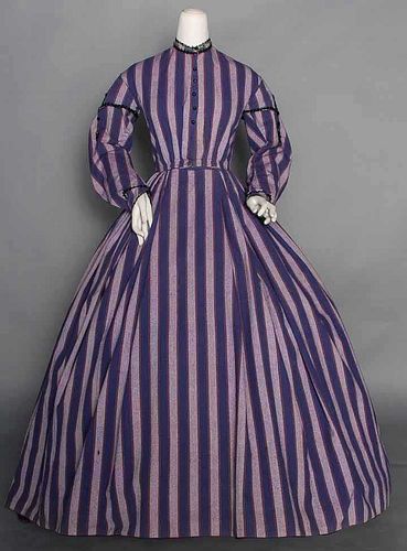 PURPLE STRIPE DAY DRESS, 1860s