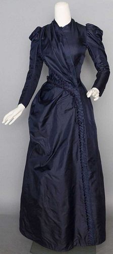 NAVY SILK DAY DRESS, c. 1888