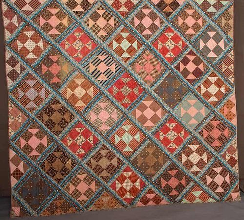 PRINTED PATCHWORK QUILT, MID 19TH C
