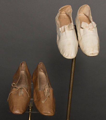 TWO PAIR LADIES' SHOES, EARLY 19TH C