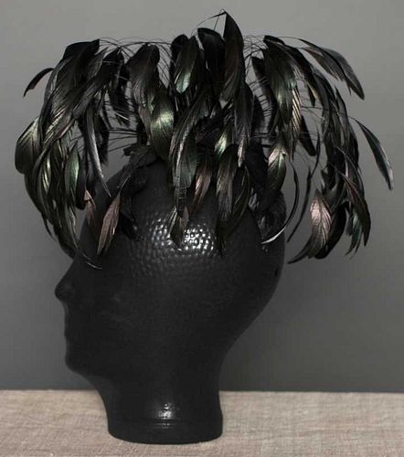 FEATHER FOUNTAIN HAT, 1950s