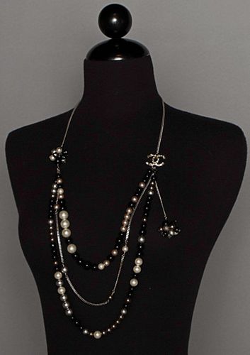 CHANEL SILVER & PEARL NECKLACE, c. 2000