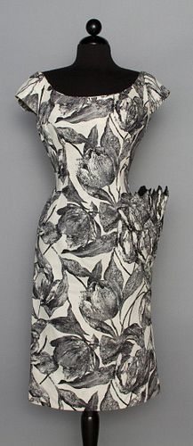 MR. BLACKWELL SCREEN PRINTED COCKTAIL DRESS, 1955-1965