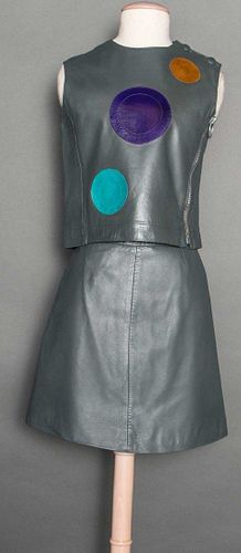 PIERRE CARDIN LEATHER DRESS, c. 1969