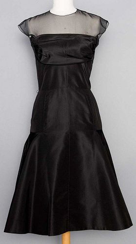 PAULINE TRIGERE BLACK SILK COCKTAIL DRESS, 1950