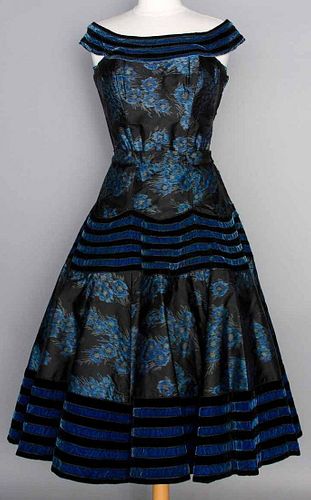CHINE PRINTED SILK PARTY DRESS, MID 1950s