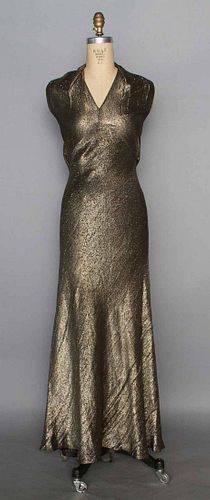 GOLD LAME EVENING GOWN, 1930s