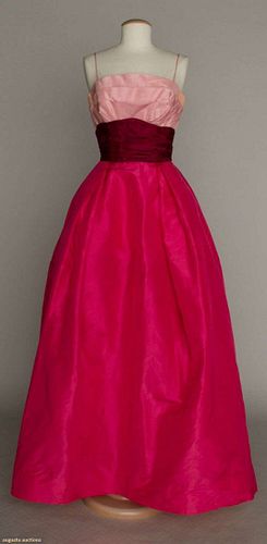PINK COLOR-BLOCK BALL GOWN, 1950s