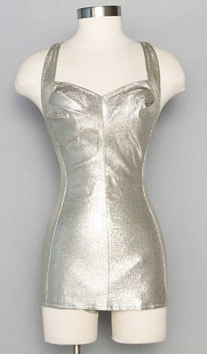 COLE OF CA. SILVER LAME SWIMSUIT, 1950s
