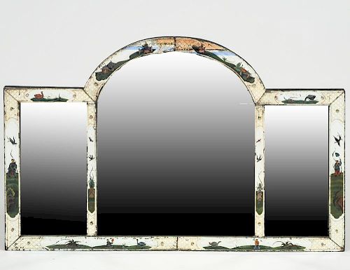 GEORGE I STYLE REVERSE PAINTED OVER-MANTEL MIRROR