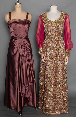 TWO AMERICAN DESIGNER GOWNS, 1940s & 1960s