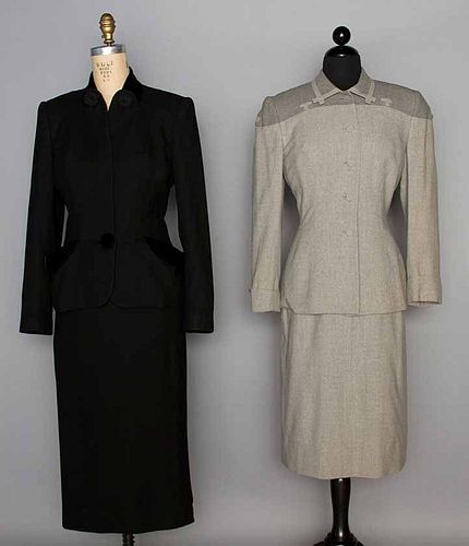 TWO LADIES' WOOL SKIRT SUITS, 1940s