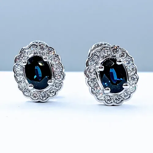 Exquisite Sapphire and White Diamond Earrings