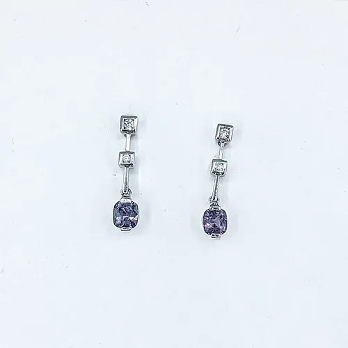 Contemporary Spinel & Diamond Drop Earrings