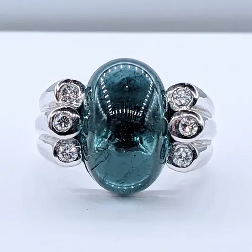 Sensational Indicolite Tourmaline & Diamond Cocktail Ring
