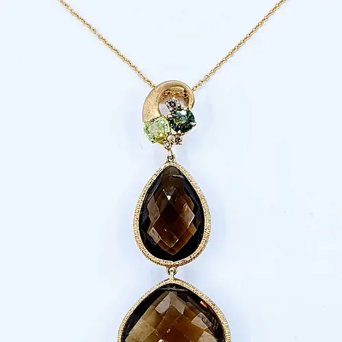 Gorgeous Multi Stone Drop Pendant Necklace with Tiffany & Co Chain