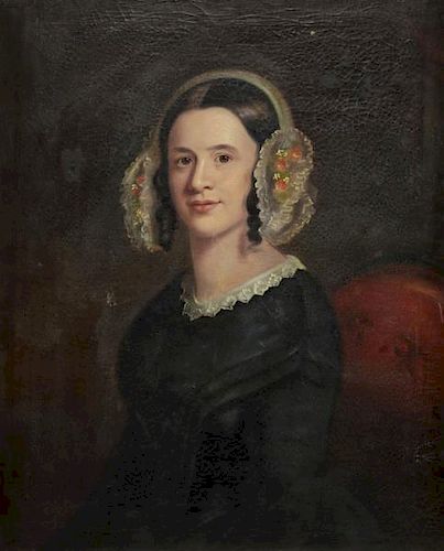19th C. Oil on Canvas Portrait of a Woman in a