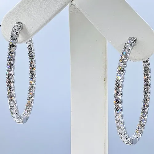 Outstanding 5 Carat Diamond Inside / Outside Hoop Earrings - Large