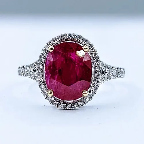 Bright Ruby & Diamond Cocktail Ring