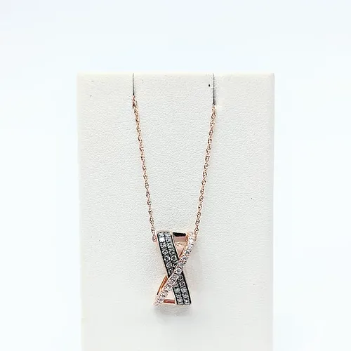 White & Champagne Diamond "X" Pendant Necklace
