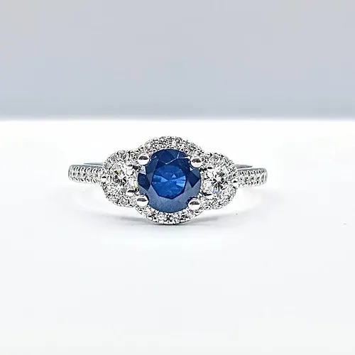 Shimmering Sapphire & Diamond Engagement Ring