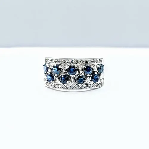 Stylish Diamond & Sapphire Dress Ring