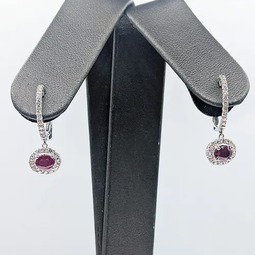 Beautiful Ruby & Diamond Dangle Earrings