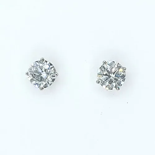Timeless Brilliant Cut Diamond & 18K Gold Stud Earrings - 3.00ctw