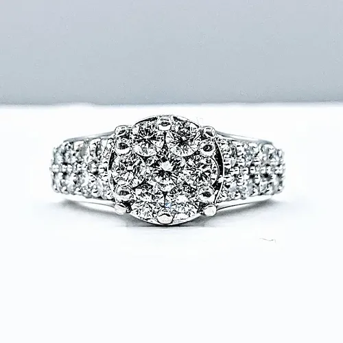 Glittering Diamond Pave & White Gold Dress Ring