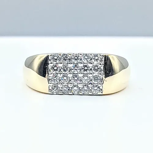 Handsome Diamond Pave & Solid Gold Men's Ring