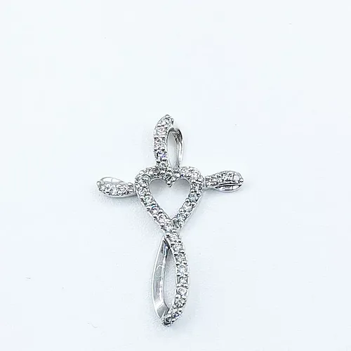 Elegant Diamond Cross / Heart Pendant