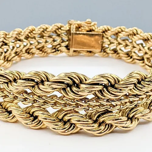 Solid 18K Gold Double Rope Chain Bracelet