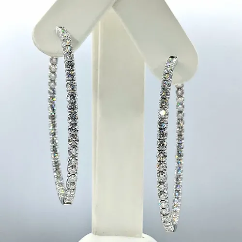 Classic Diamond "Inside / Outside" Hoop Earrings - Extra Large