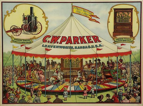 C.W. Parker Carousel Lithograph Poster.