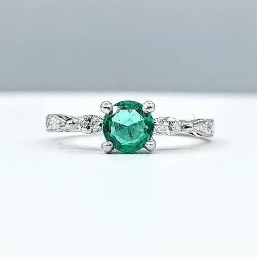 Tacori Emerald & Diamond Engagement Ring - 18K & Platinum