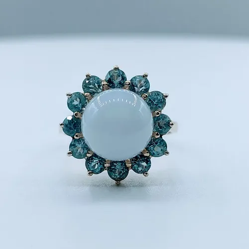 Unique Chalcedony & Blue Topaz Cocktail Ring